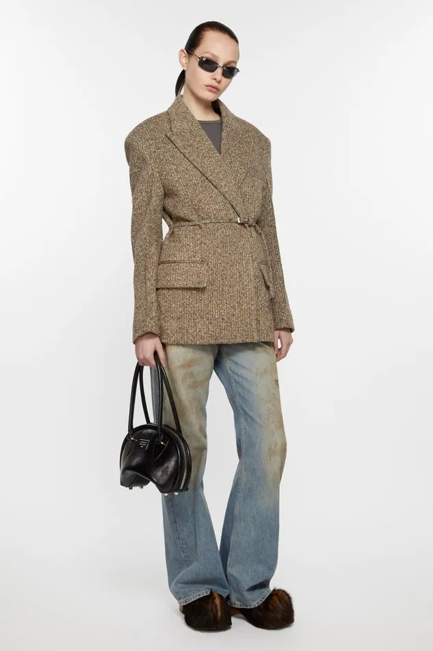 Women Singlebreasted Jacket Brownbeige Acne Studios Suit Jackets