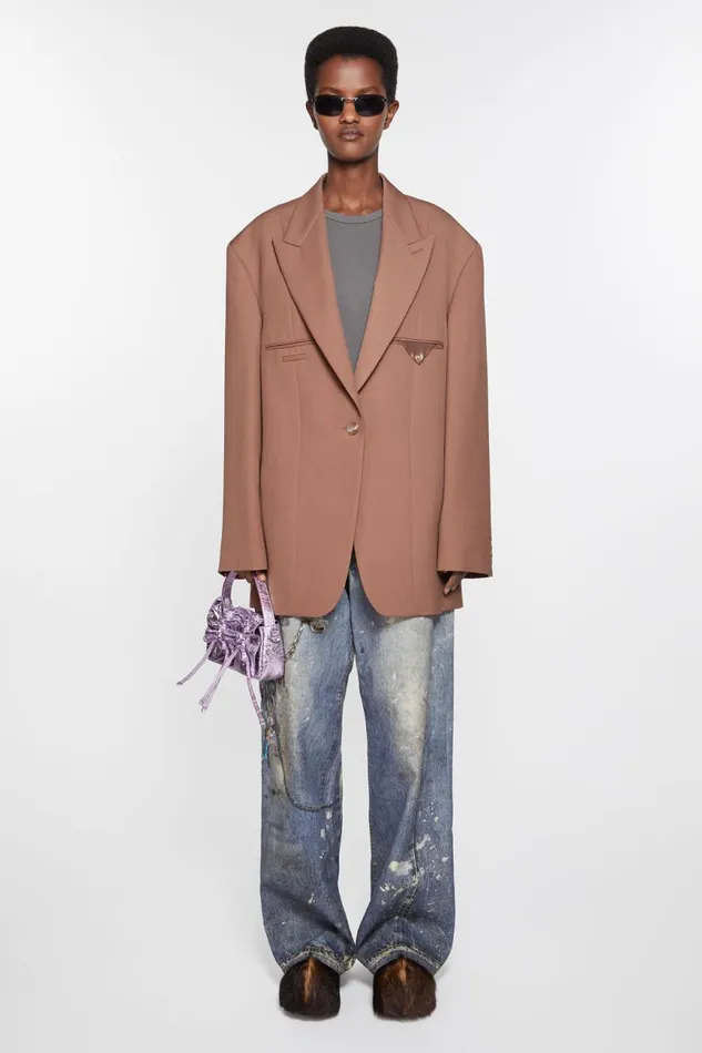 Women Singlebreasted Jacket Metallic Brown Acne Studios Suit Jackets