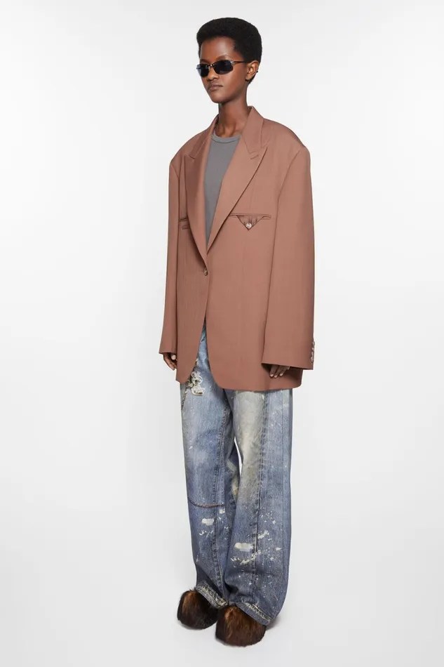 Women Singlebreasted Jacket Metallic Brown Acne Studios Suit Jackets