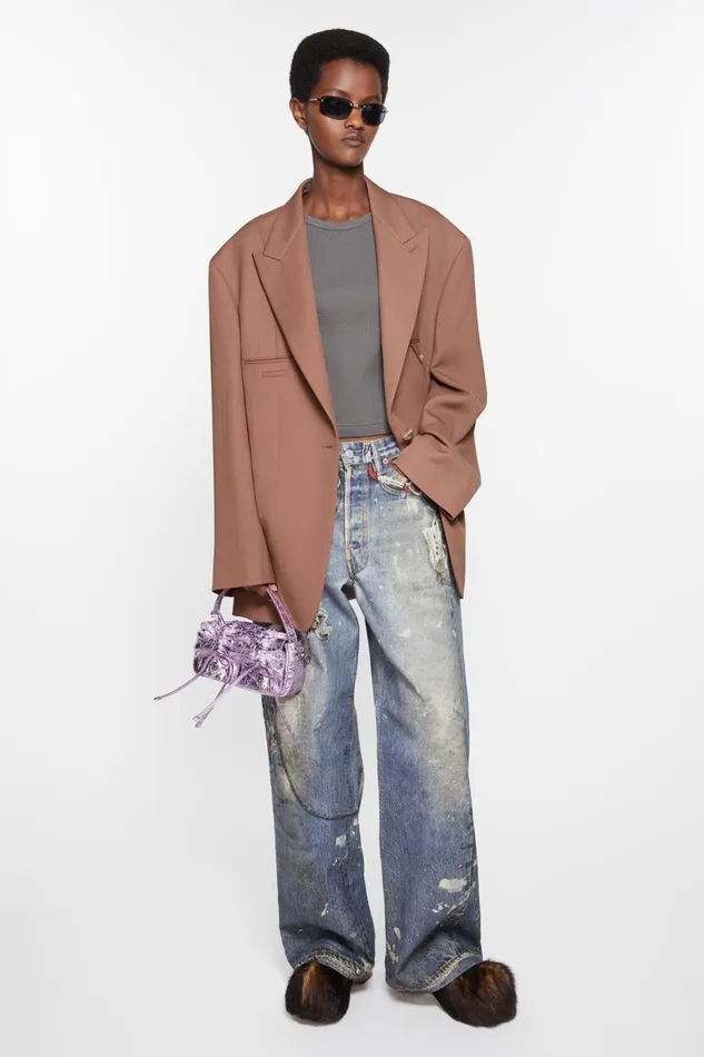 Women Singlebreasted Jacket Metallic Brown Acne Studios Suit Jackets