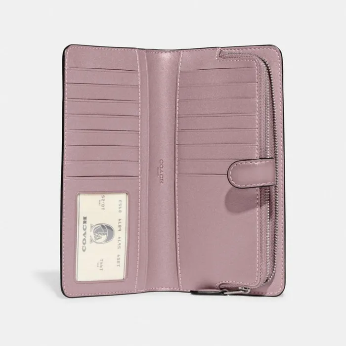 Women Skinny Wallet Silverfaded Purple Coach Large Wallets