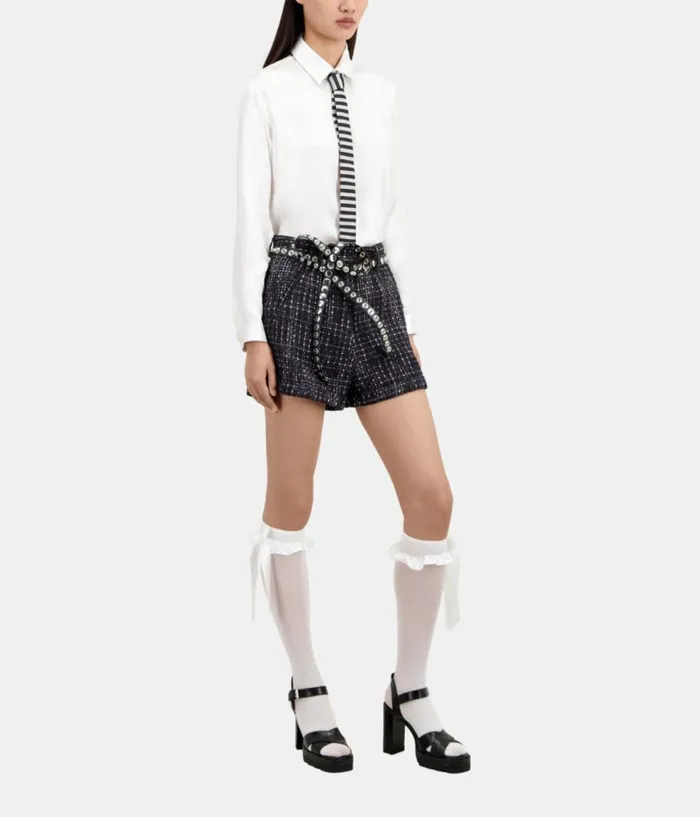 Women Skirts and Shorts THE KOOPLES Black And White Tweed Shorts Women Skirts and Shorts THE KOOPLES Black And White Tweed Shorts