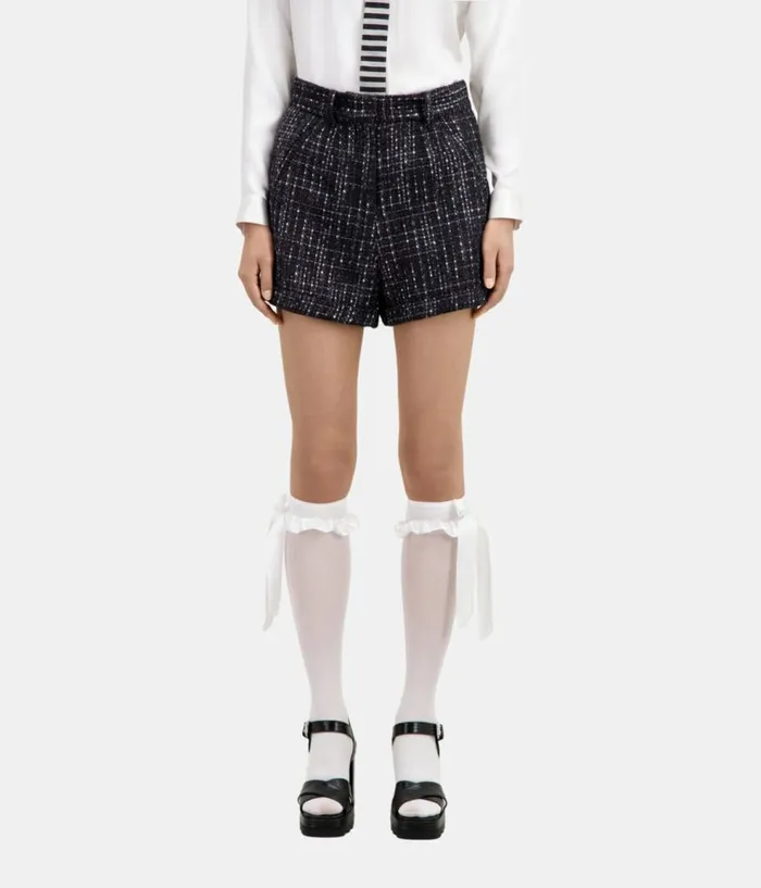 Women Skirts and Shorts THE KOOPLES Black And White Tweed Shorts Women Skirts and Shorts THE KOOPLES Black And White Tweed Shorts