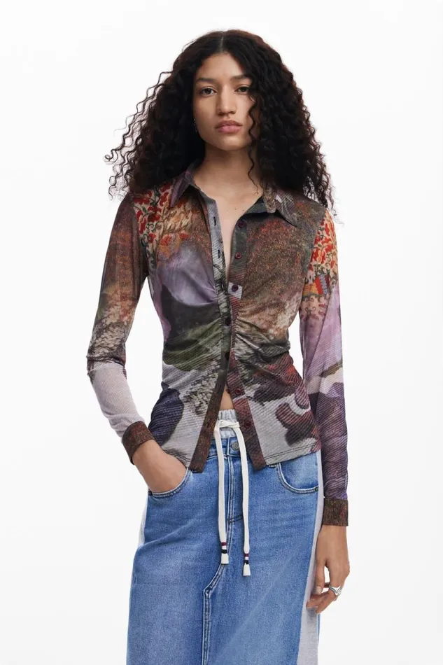 Women Skirts Desigual Hybrid Denim Midi Skirt