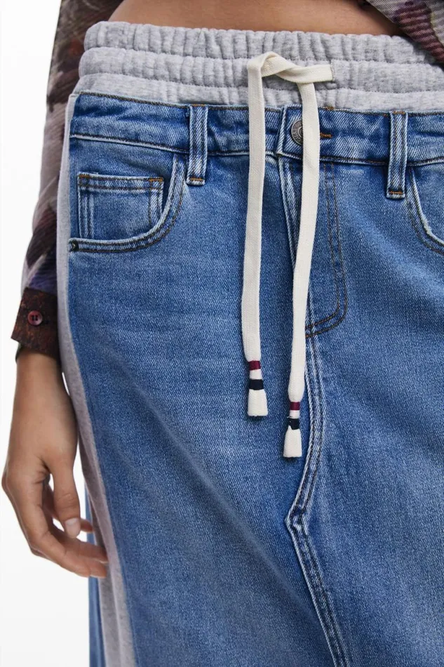 Women Skirts Desigual Hybrid Denim Midi Skirt