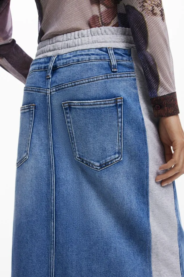 Women Skirts Desigual Hybrid Denim Midi Skirt