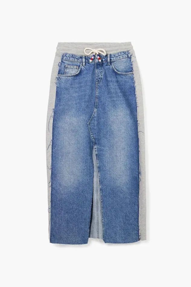 Women Skirts Desigual Hybrid Denim Midi Skirt