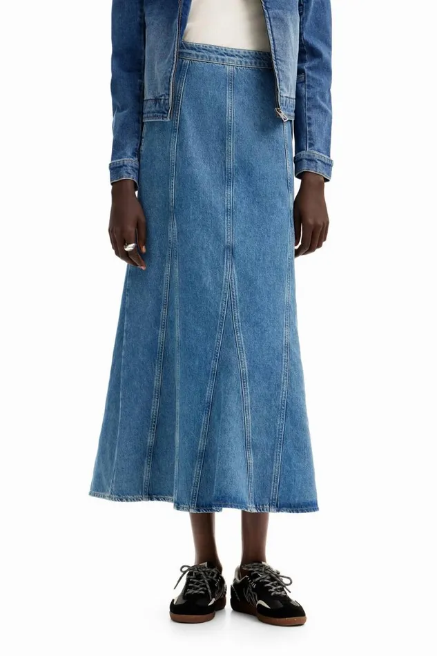 Women Skirts Desigual Long Denim Skirt