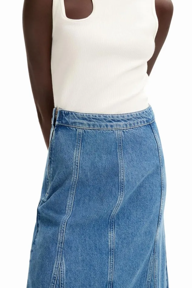 Women Skirts Desigual Long Denim Skirt