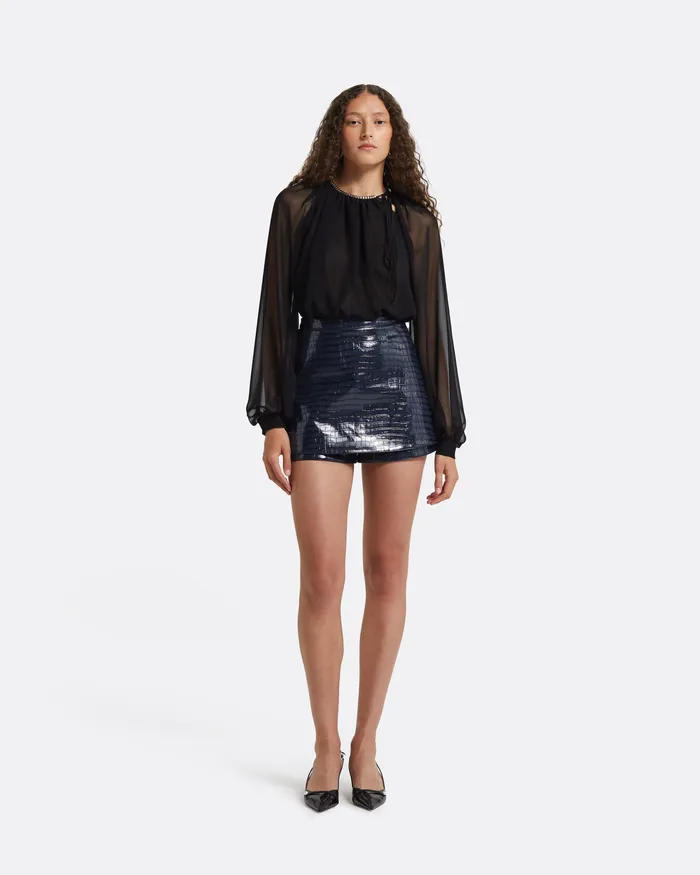 Women Skirts Safiyaa Matilda Navy Croc Skirt Midnight Navy