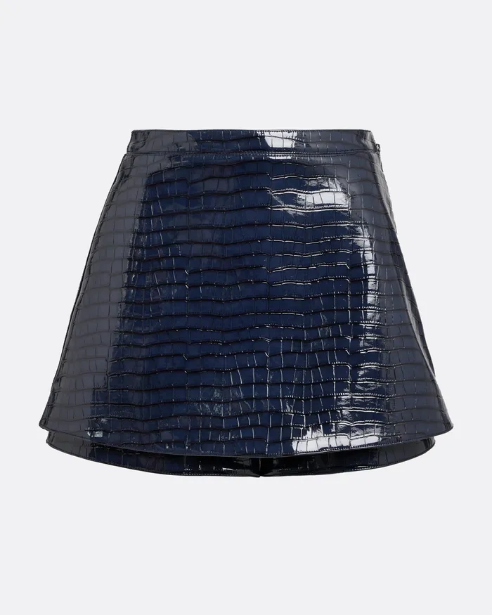 Women Skirts Safiyaa Matilda Navy Croc Skirt Midnight Navy