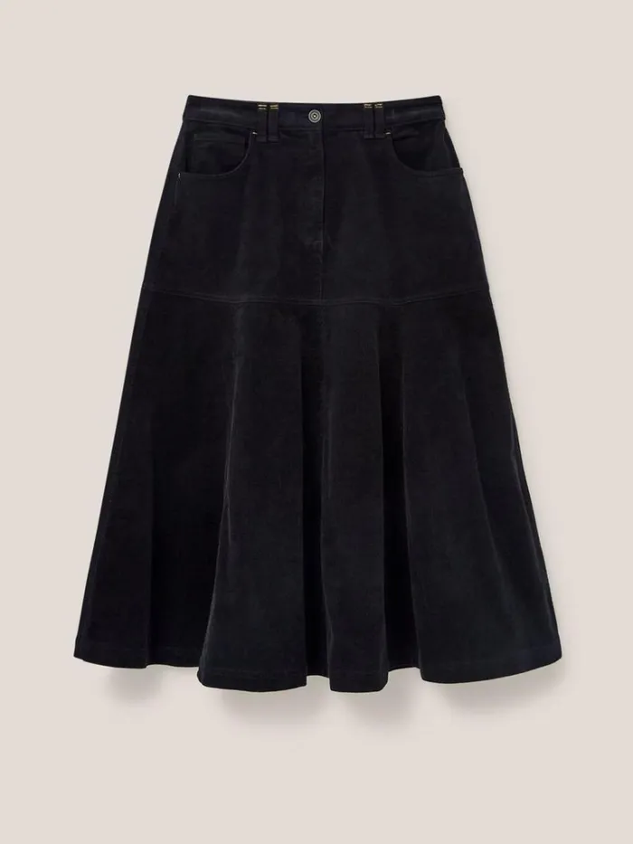 Women SKIRTS White Stuff Quinn Organic Cord Skirt Pure Black Women SKIRTS White Stuff Quinn Organic Cord Skirt Pure Black