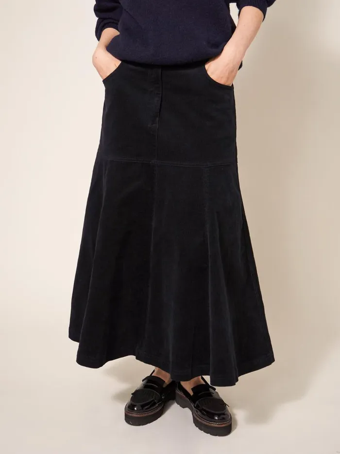 Women SKIRTS White Stuff Quinn Organic Cord Skirt Pure Black Women SKIRTS White Stuff Quinn Organic Cord Skirt Pure Black