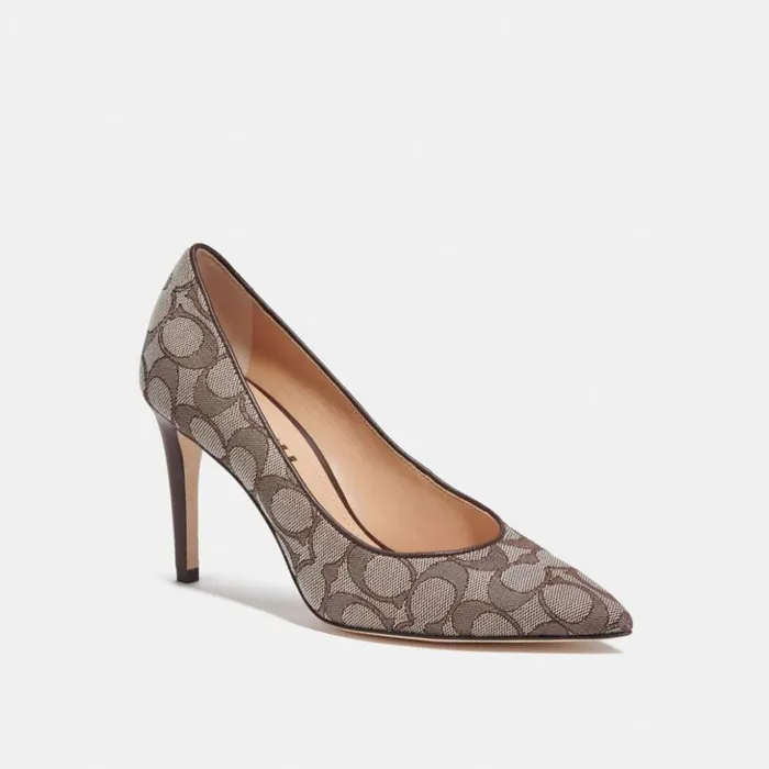 Women Skyler Pump In Signature Jacquard Oakmaple Coach Heels