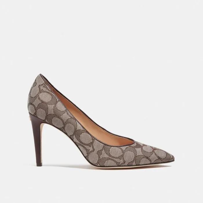 Women Skyler Pump In Signature Jacquard Oakmaple Coach Heels