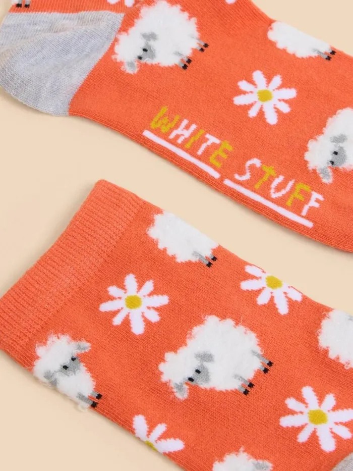 Women SOCKS White Stuff Fluffy Sheep Ankle Sock Coral Multi