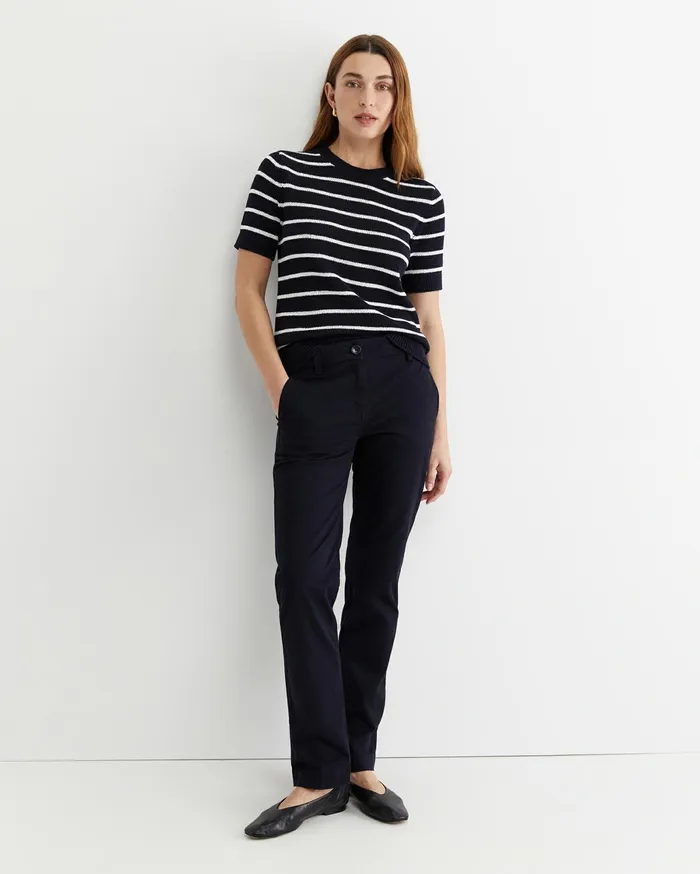 Women Sportscraft Knits and Cardigans Josie Tape Yarn Crew Knit Navywhite