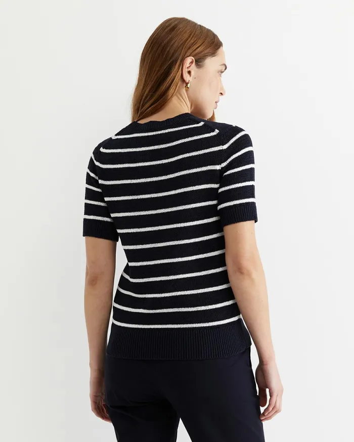 Women Sportscraft Knits and Cardigans Josie Tape Yarn Crew Knit Navywhite