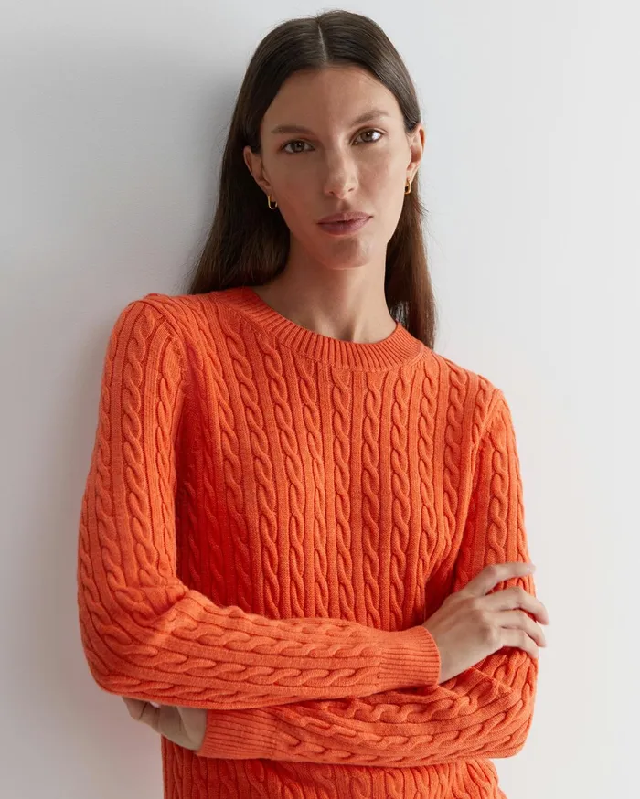 Women Sportscraft Knits and Cardigans Merino Wool Baby Cable Sweater Apricot
