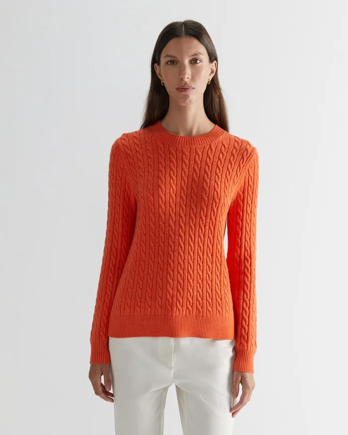 Women Sportscraft Knits and Cardigans Merino Wool Baby Cable Sweater Apricot