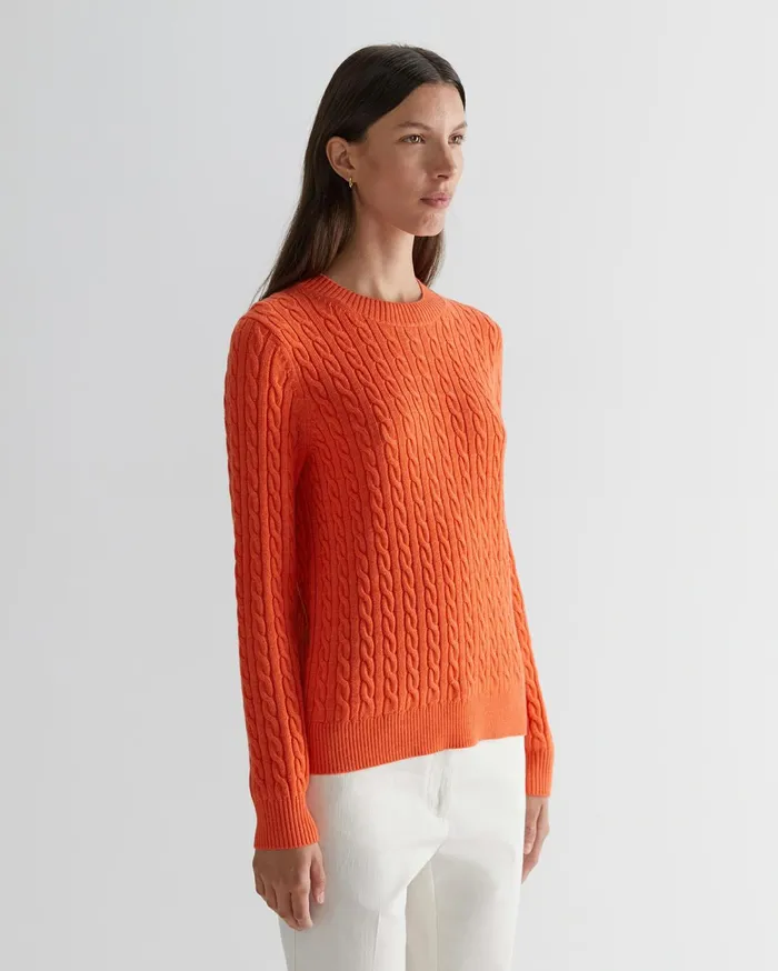 Women Sportscraft Knits and Cardigans Merino Wool Baby Cable Sweater Apricot