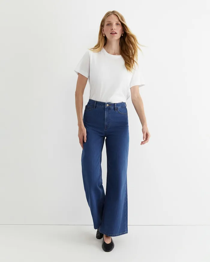 Women Sportscraft Pants Alyse Wide Leg Jean Mid Wash