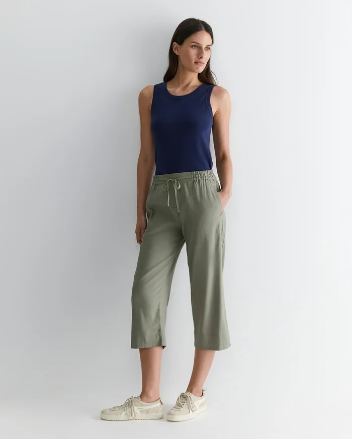 Women Sportscraft Pants Rosa Crop Linen Pant Khaki