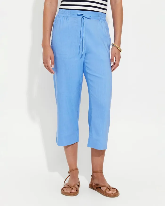 Women Sportscraft Pants Rosa Crop Linen Pant Moroccan Blue