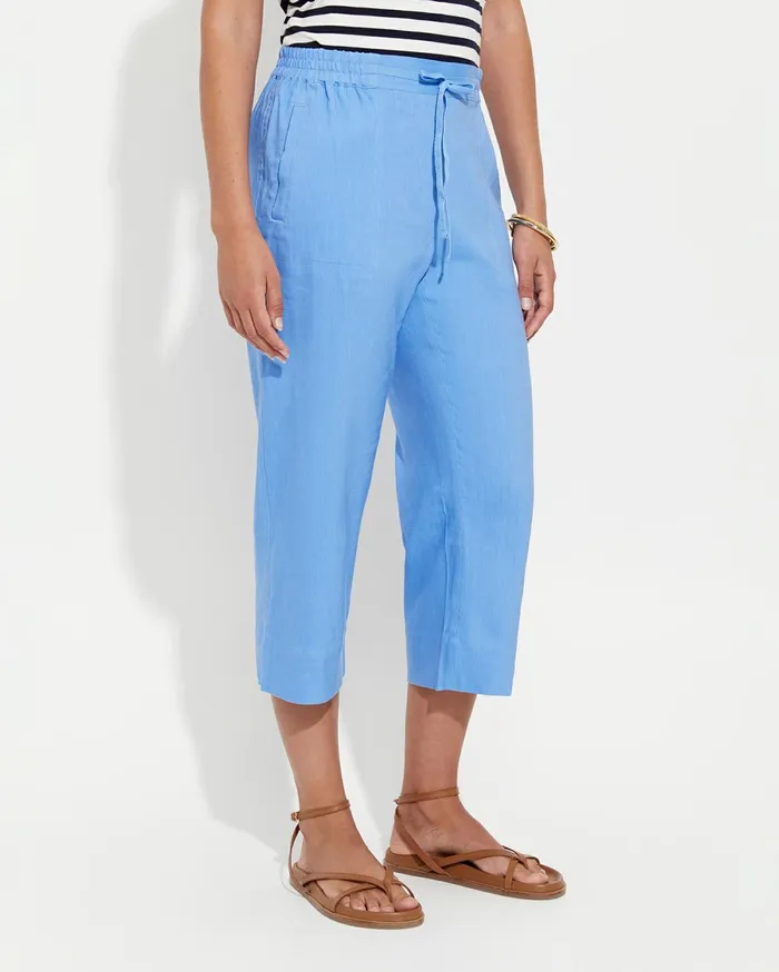 Women Sportscraft Pants Rosa Crop Linen Pant Moroccan Blue