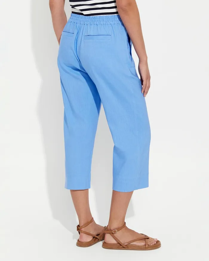 Women Sportscraft Pants Rosa Crop Linen Pant Moroccan Blue