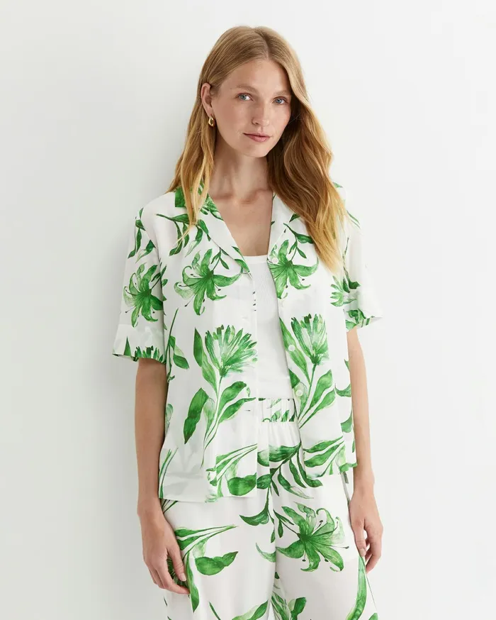Women Sportscraft Shirts Botanical Silk Shirt Green Multi