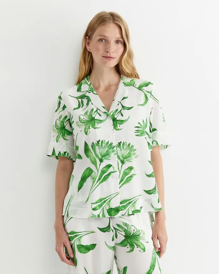 Women Sportscraft Shirts Botanical Silk Shirt Green Multi