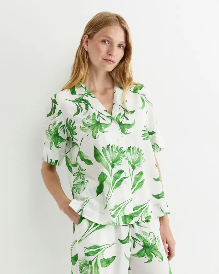 Women Sportscraft Shirts Botanical Silk Shirt Green Multi