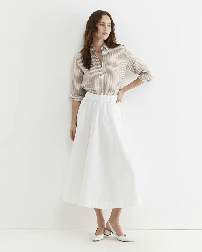Women Sportscraft Shirts Dahlia Stripe Linen Shirt Tanwhite