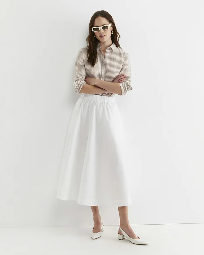 Women Sportscraft Shirts Dahlia Stripe Linen Shirt Tanwhite