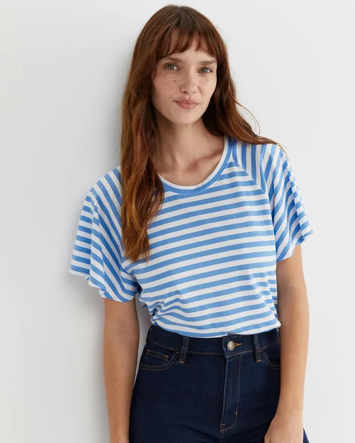 Women Sportscraft Tops and Tees Flutter Short Sleeve Tee Whiteblue