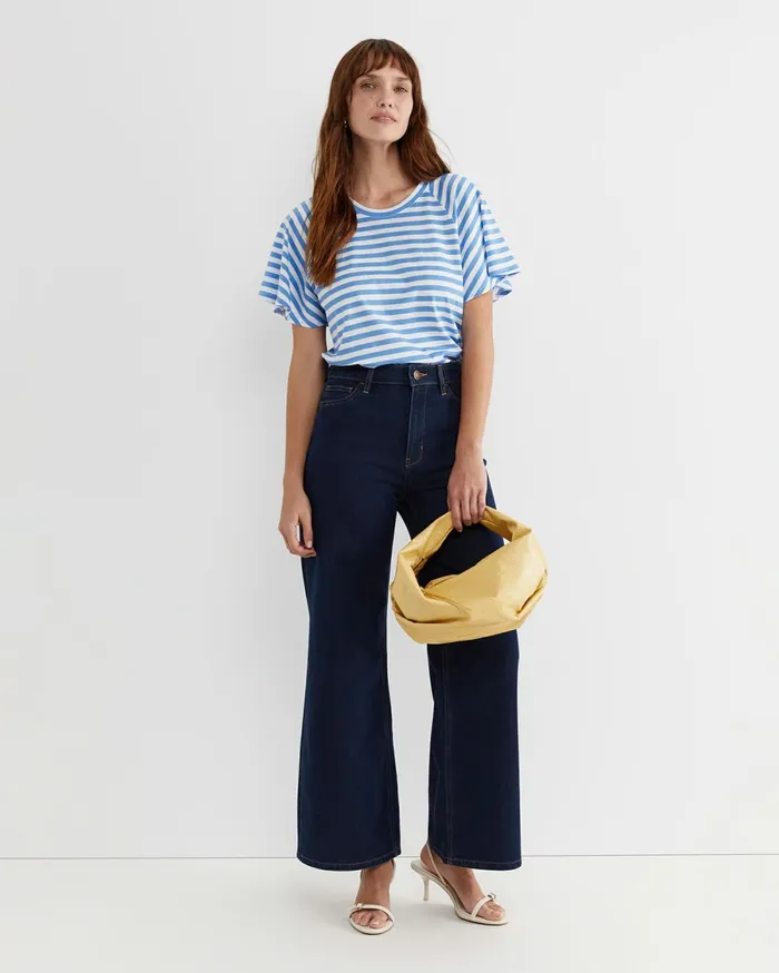 Women Sportscraft Tops and Tees Flutter Short Sleeve Tee Whiteblue