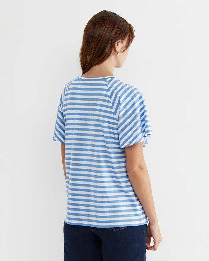 Women Sportscraft Tops and Tees Flutter Short Sleeve Tee Whiteblue