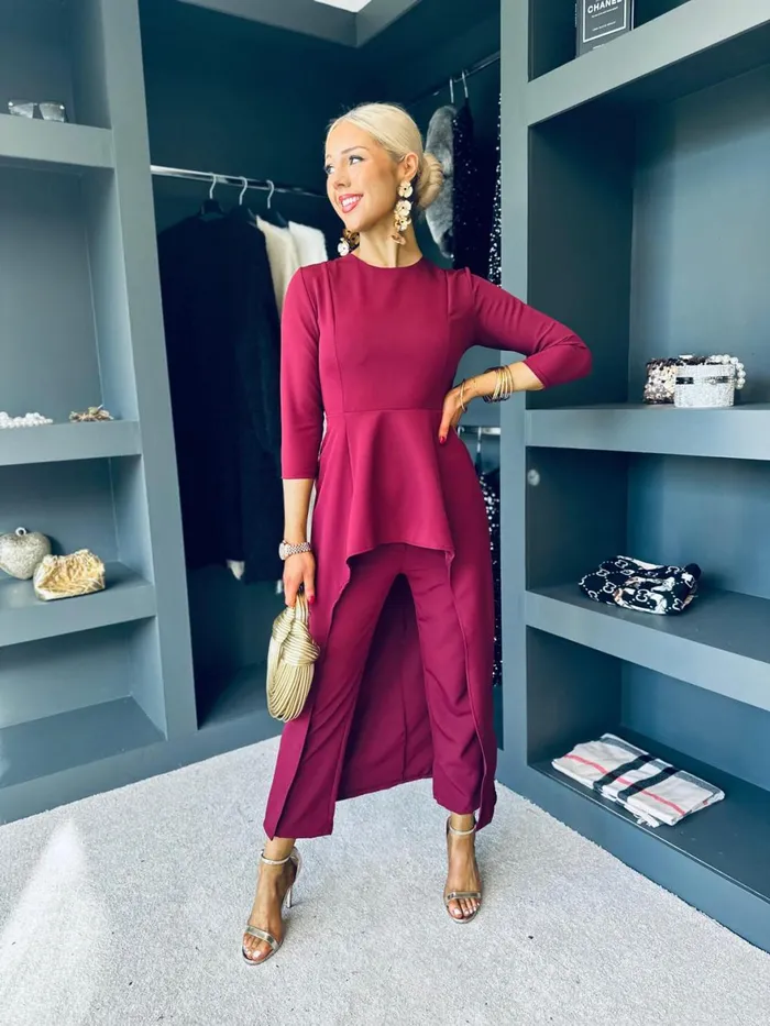 Women Suits and Blazers Canella Lane Sutton Occasion 2 Piece Burgundy