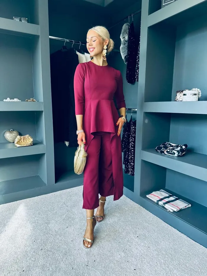 Women Suits and Blazers Canella Lane Sutton Occasion 2 Piece Burgundy