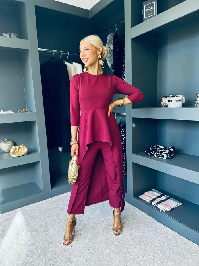 Women Suits and Blazers Canella Lane Sutton Occasion 2 Piece Burgundy