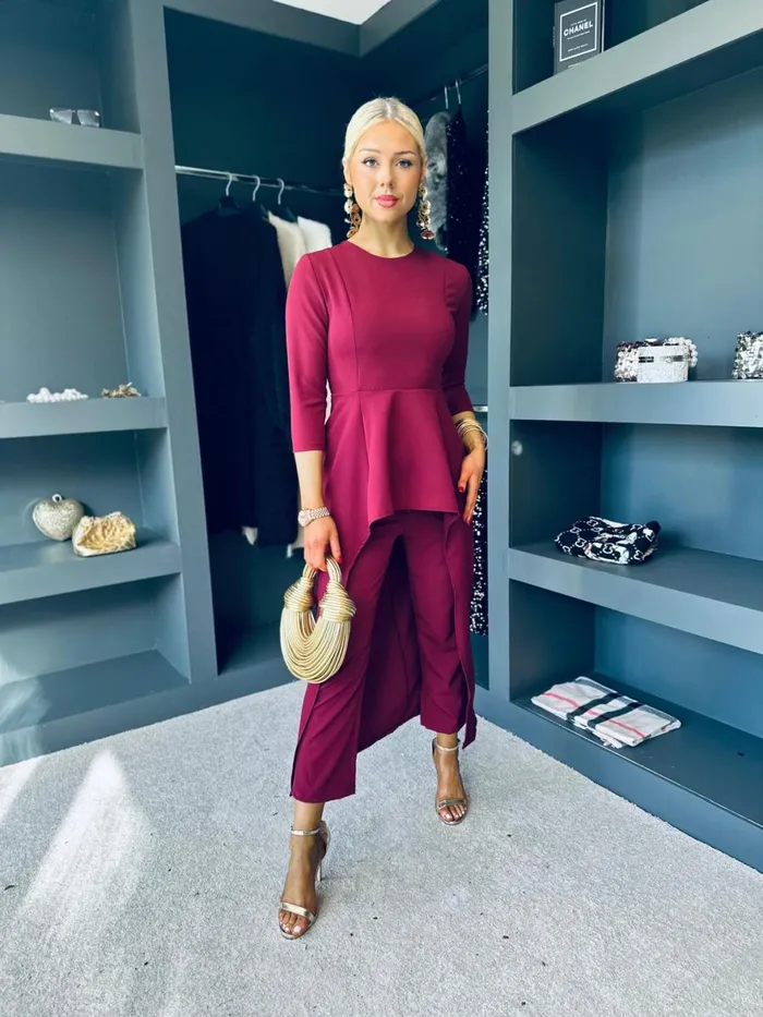 Women Suits and Blazers Canella Lane Sutton Occasion 2 Piece Burgundy