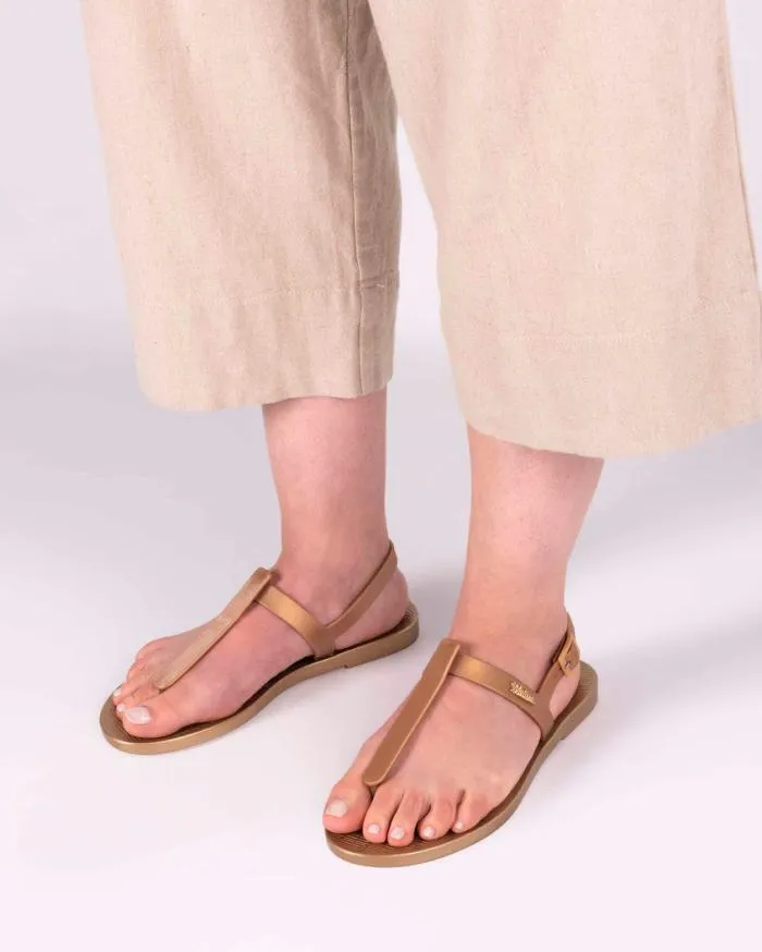 Women Sun Ventura Gold Metallic Melissa Sandals