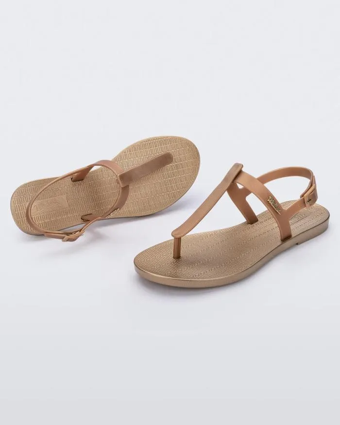 Women Sun Ventura Gold Metallic Melissa Sandals
