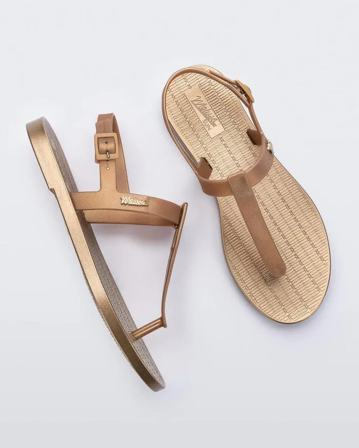Women Sun Ventura Gold Metallic Melissa Sandals