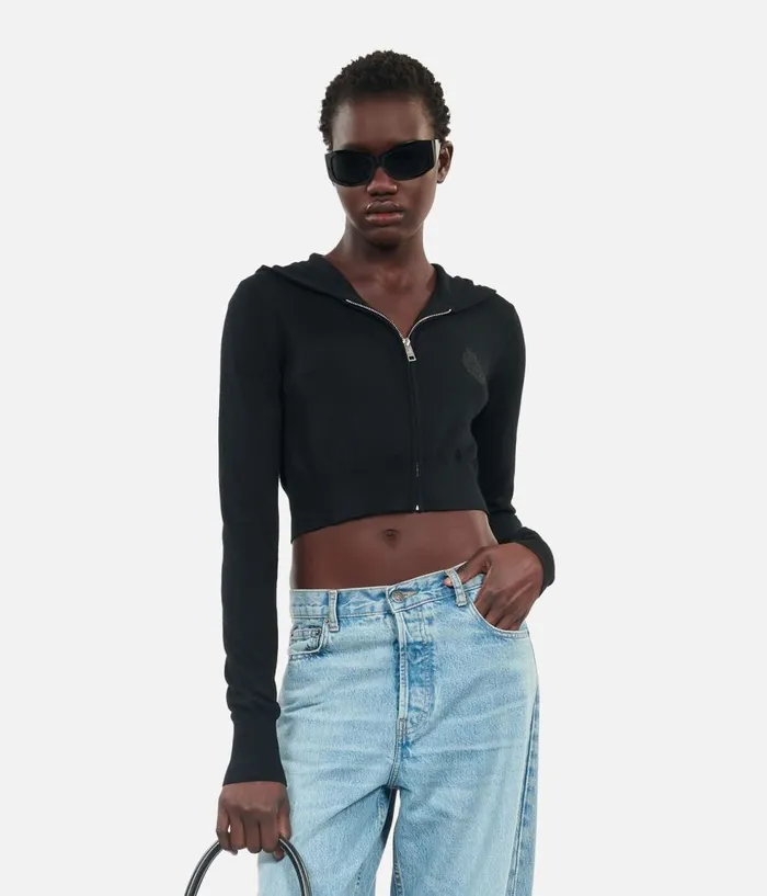 Women Sweaters THE KOOPLES Black Wool Hooded Cardigan Women Sweaters THE KOOPLES Black Wool Hooded Cardigan