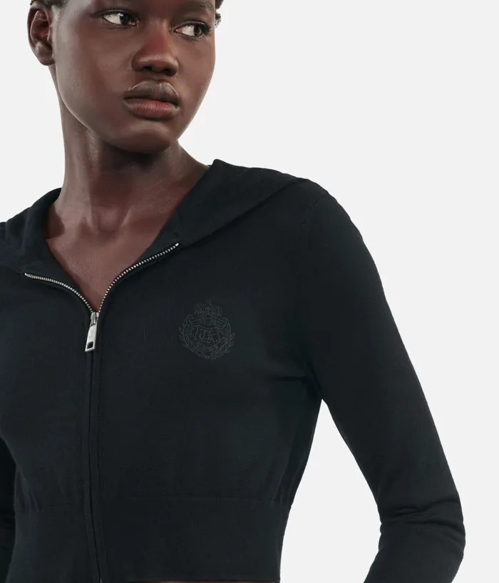 Women Sweaters THE KOOPLES Black Wool Hooded Cardigan Women Sweaters THE KOOPLES Black Wool Hooded Cardigan
