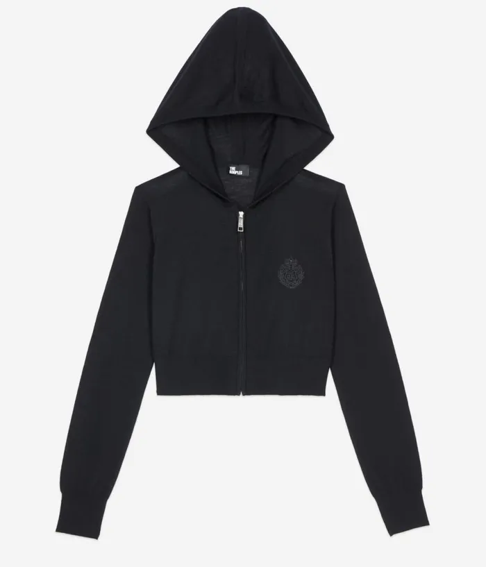 Women Sweaters THE KOOPLES Black Wool Hooded Cardigan Women Sweaters THE KOOPLES Black Wool Hooded Cardigan