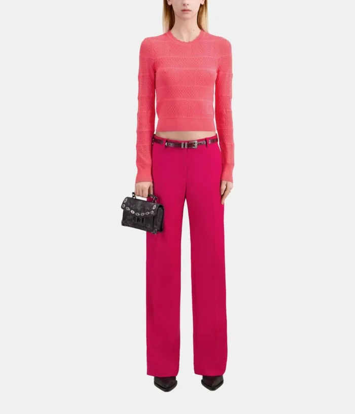 Women Sweaters THE KOOPLES Fuchsia Openwork Knit Sweater Women Sweaters THE KOOPLES Fuchsia Openwork Knit Sweater