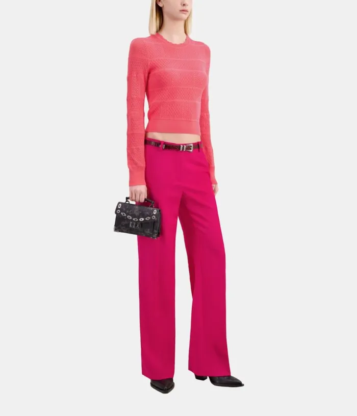 Women Sweaters THE KOOPLES Fuchsia Openwork Knit Sweater Women Sweaters THE KOOPLES Fuchsia Openwork Knit Sweater